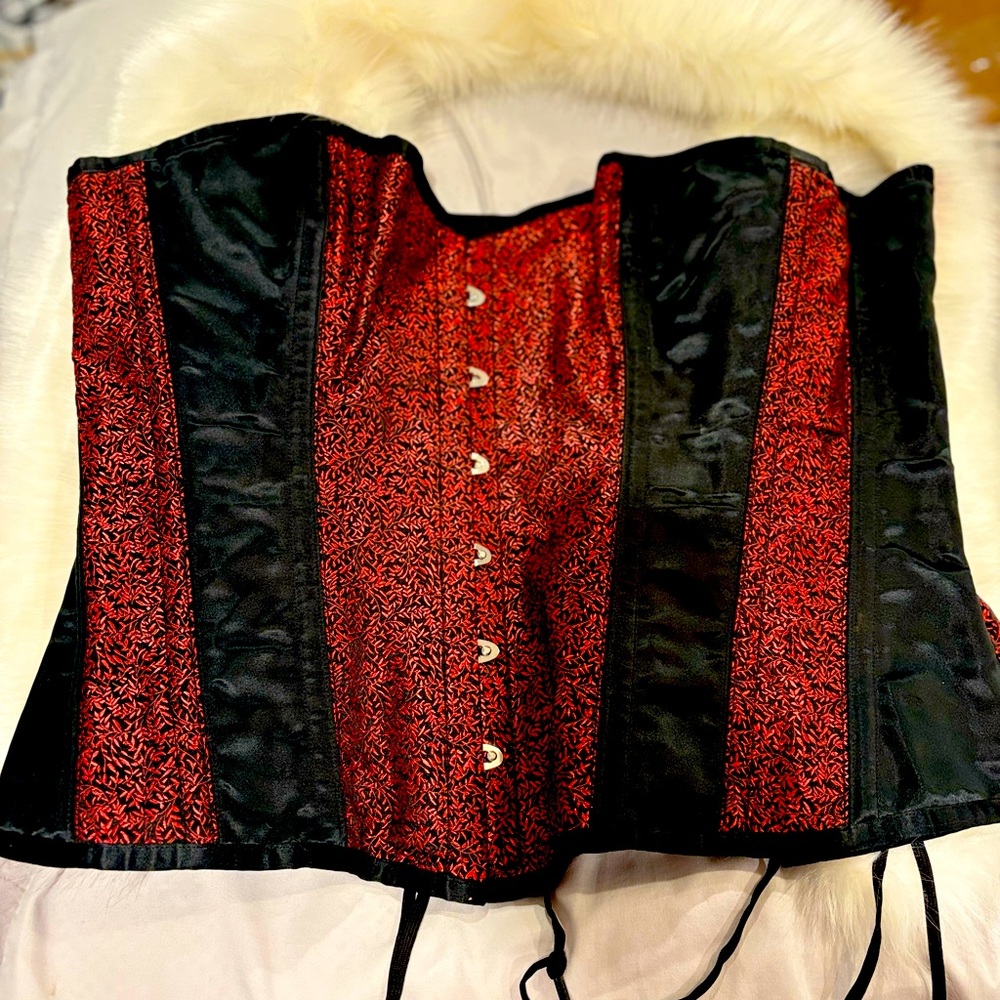 Elegant Red and Black Corset